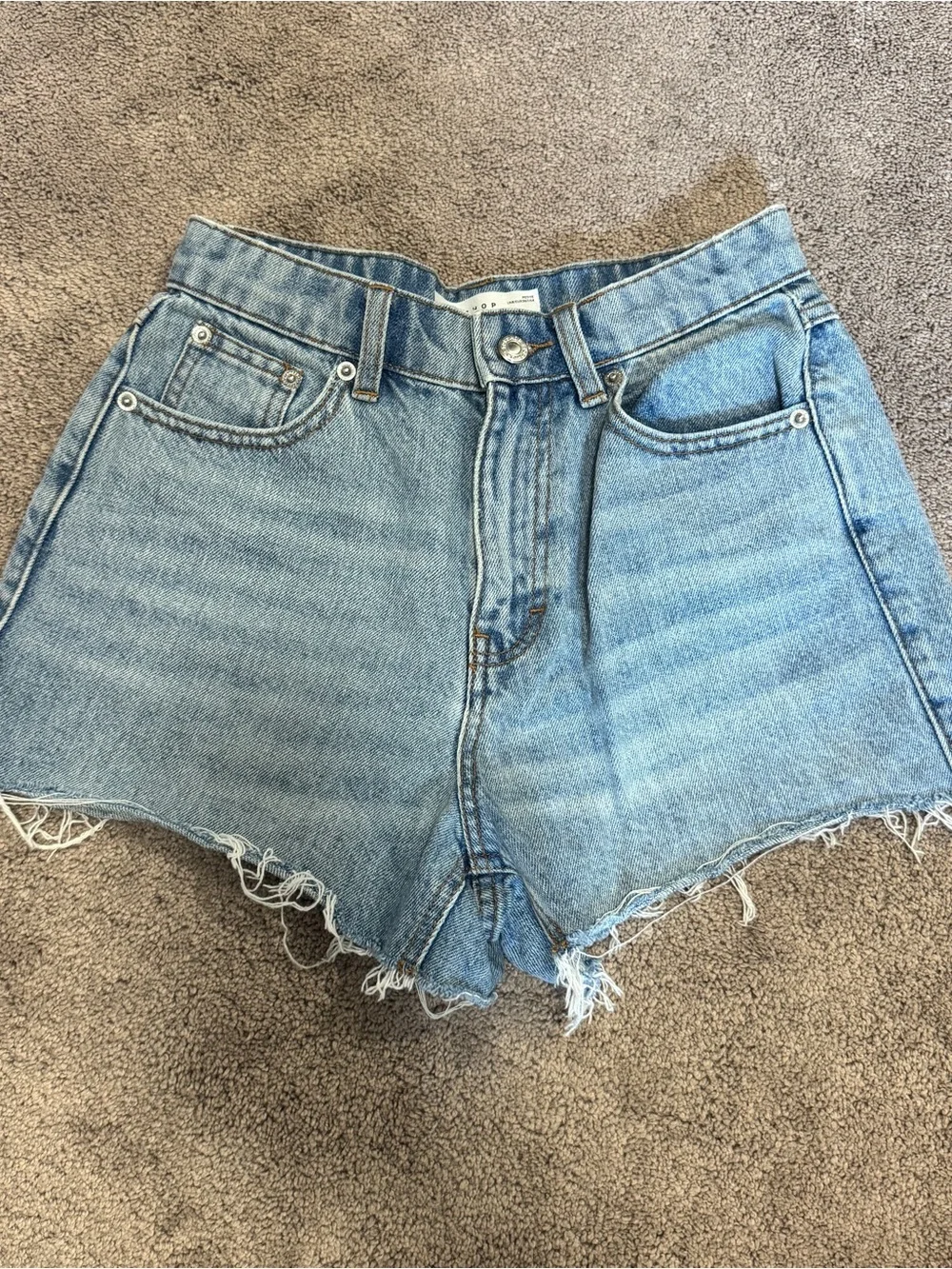 Topshop Light Wash High-Waist Denim Cutoff Shorts - Picture 1 of 5